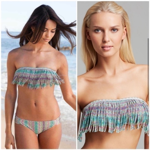 L*Space Dolly Fringe Monique Bikini Set Swimsuit (Top Large Bottom Small) - Picture 1 of 12